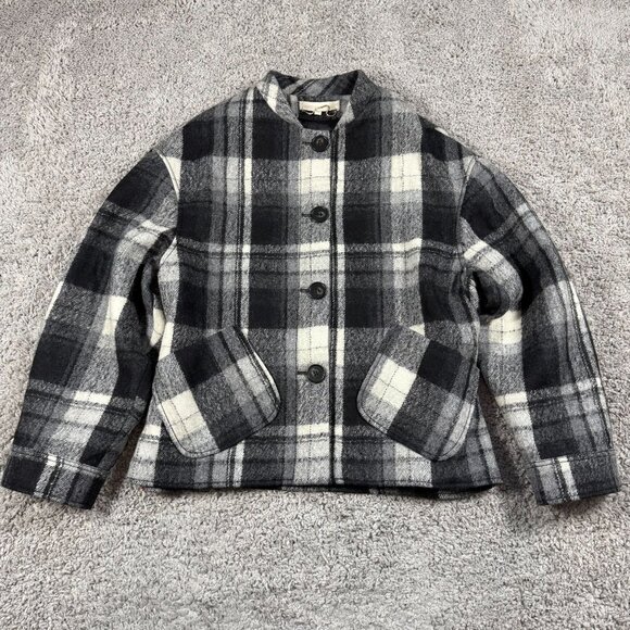 Vanessa Bruno Presley Jacket Plaid Wool Tartan Flannel Bomber Womens 38 - Picture 1 of 9